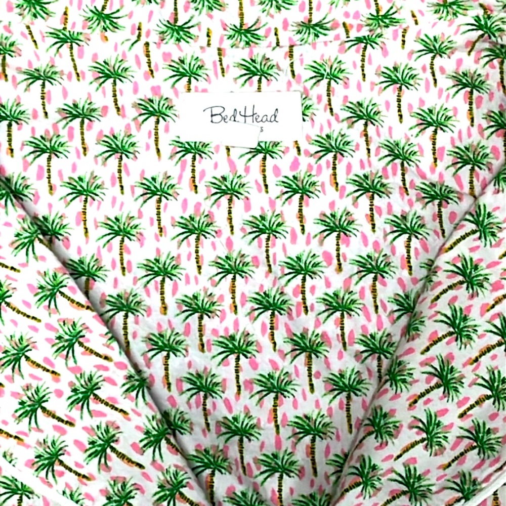 BEDHEAD PALM GEO LONG SLEEVE CLASSIC WOVEN COTTON POPLIN PJ SET SZ Extra Small - Picture 6 of 7